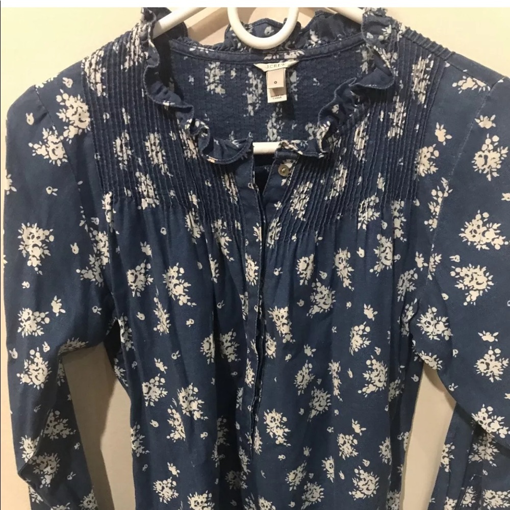 Jcrew denim printed shirt size 0